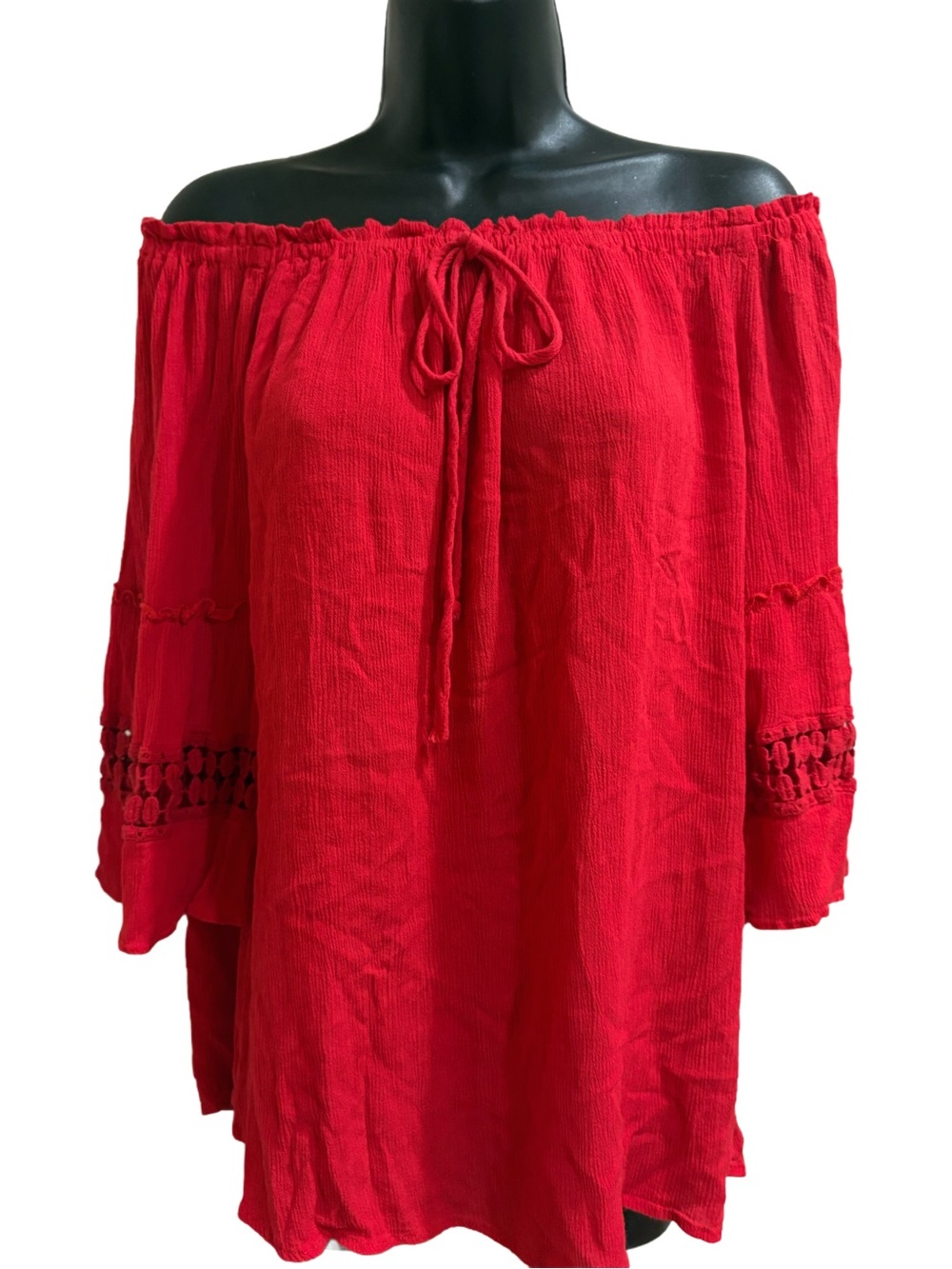 Bobeau Red Off-Shoulder Peasant Blouse ❤️NEW❤️